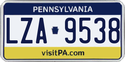 PA license plate LZA9538
