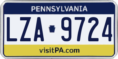 PA license plate LZA9724