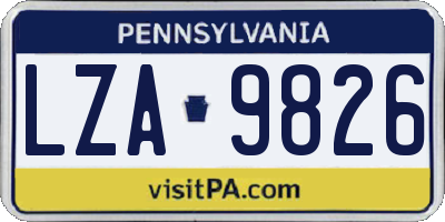 PA license plate LZA9826