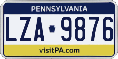 PA license plate LZA9876