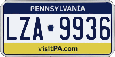 PA license plate LZA9936