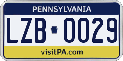 PA license plate LZB0029