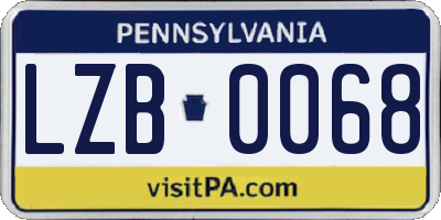 PA license plate LZB0068