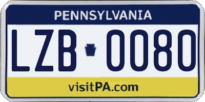 PA license plate LZB0080