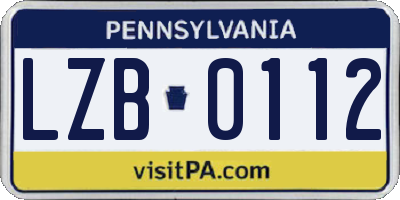PA license plate LZB0112