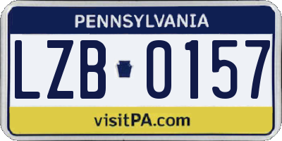 PA license plate LZB0157