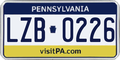 PA license plate LZB0226