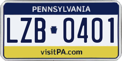 PA license plate LZB0401