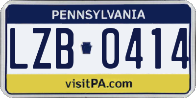 PA license plate LZB0414