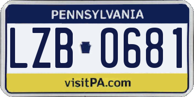 PA license plate LZB0681
