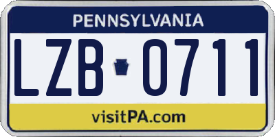 PA license plate LZB0711