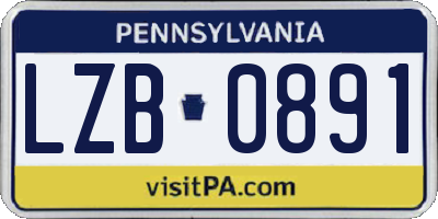 PA license plate LZB0891