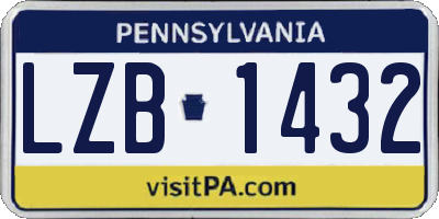 PA license plate LZB1432