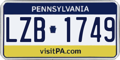 PA license plate LZB1749