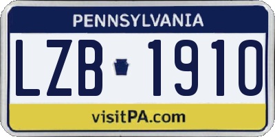 PA license plate LZB1910
