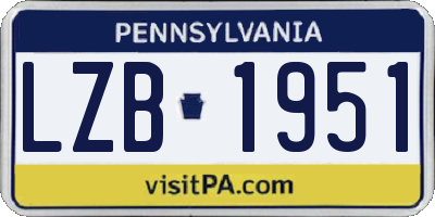 PA license plate LZB1951