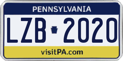 PA license plate LZB2020