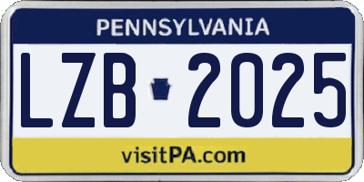 PA license plate LZB2025