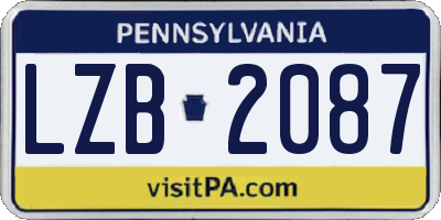 PA license plate LZB2087