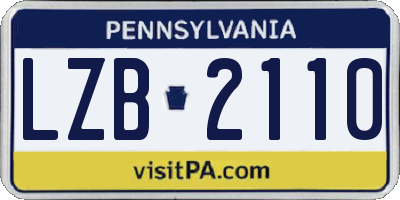 PA license plate LZB2110