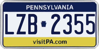 PA license plate LZB2355