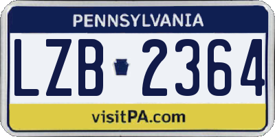 PA license plate LZB2364