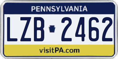 PA license plate LZB2462