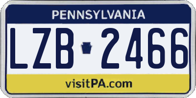 PA license plate LZB2466