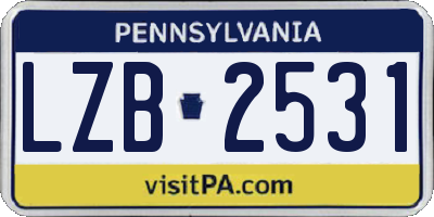 PA license plate LZB2531