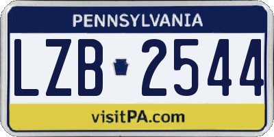 PA license plate LZB2544