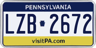 PA license plate LZB2672