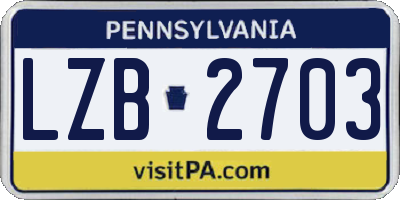 PA license plate LZB2703