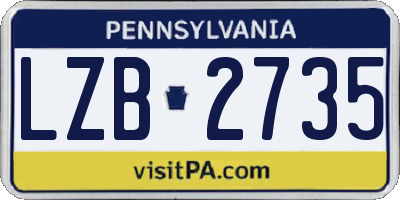 PA license plate LZB2735