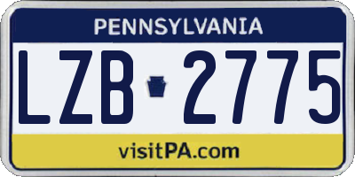 PA license plate LZB2775