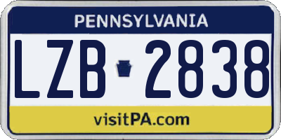 PA license plate LZB2838