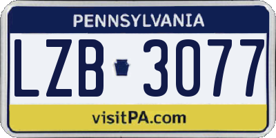 PA license plate LZB3077