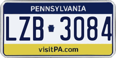 PA license plate LZB3084
