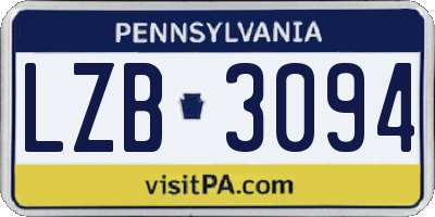 PA license plate LZB3094