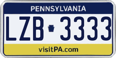 PA license plate LZB3333