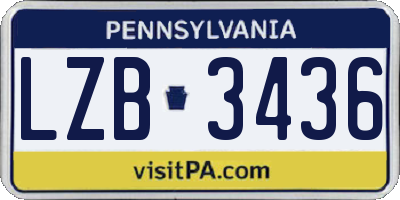 PA license plate LZB3436