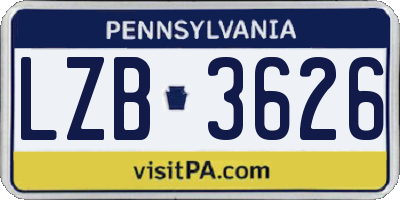 PA license plate LZB3626