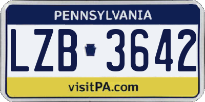 PA license plate LZB3642