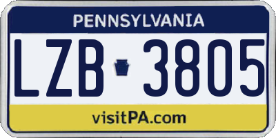 PA license plate LZB3805