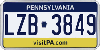 PA license plate LZB3849