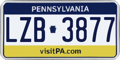 PA license plate LZB3877