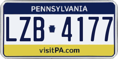 PA license plate LZB4177