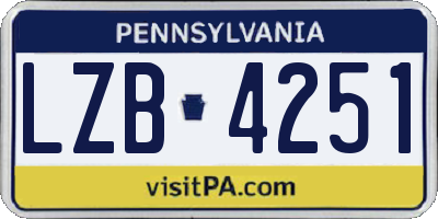 PA license plate LZB4251
