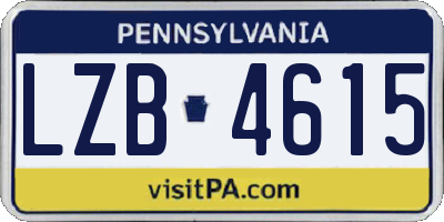PA license plate LZB4615