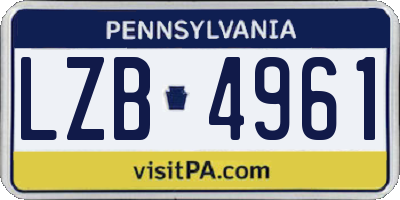 PA license plate LZB4961