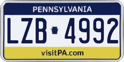 PA license plate LZB4992